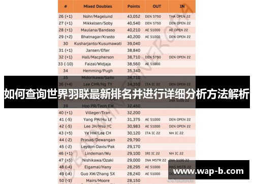 如何查询世界羽联最新排名并进行详细分析方法解析