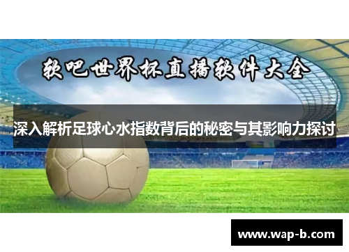 深入解析足球心水指数背后的秘密与其影响力探讨