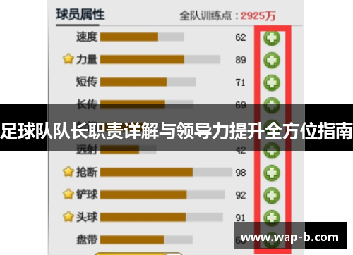 足球队队长职责详解与领导力提升全方位指南